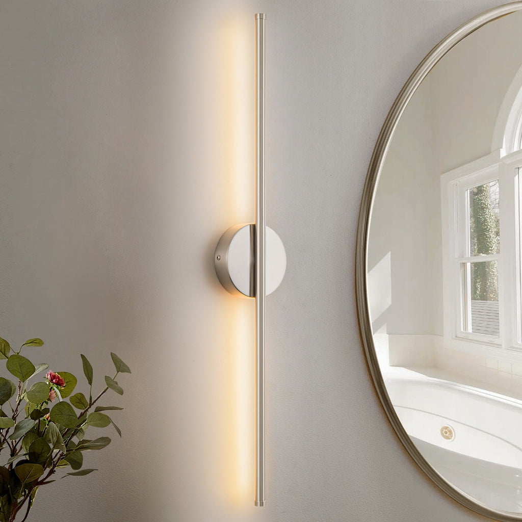 1-Light Black/ Gold/ Nickel Modern Long Linear Strip Wall Sconce Dimmable LED Bathroom Vanity Light