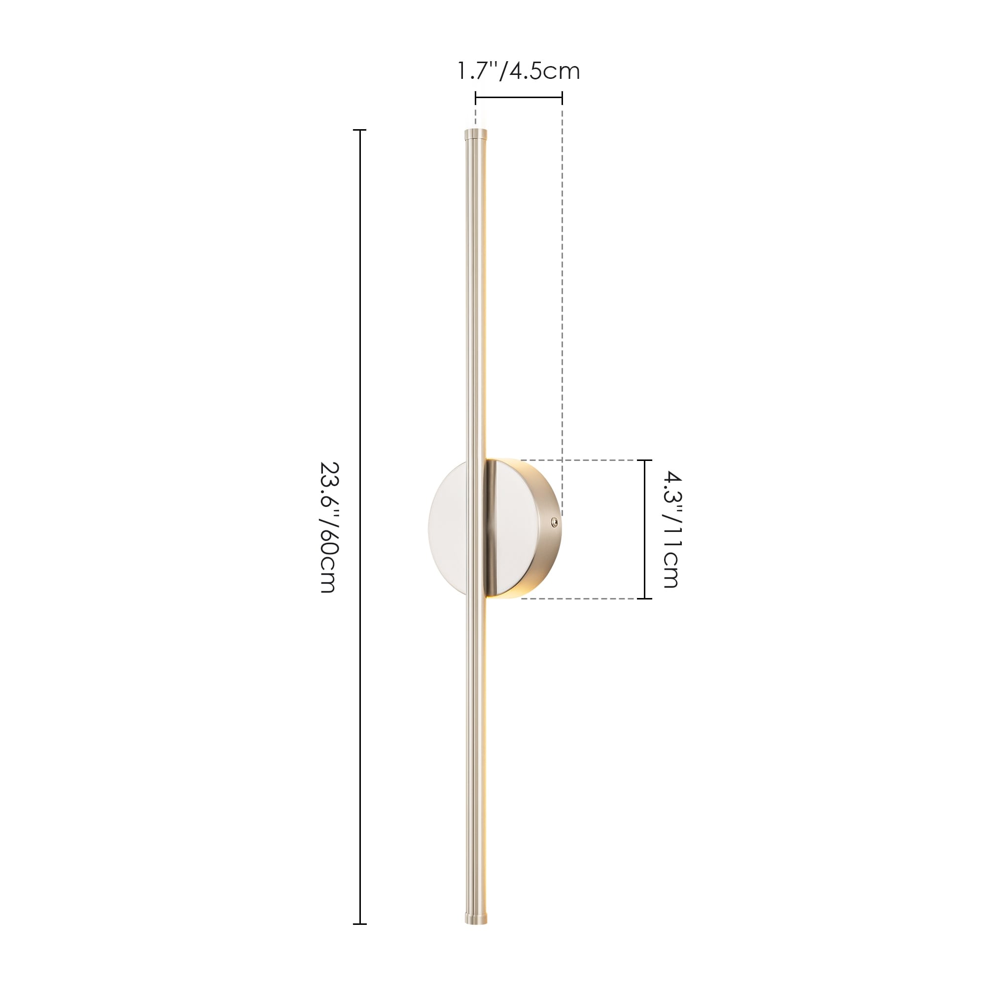1-Light Black/ Gold/ Nickel Modern Long Linear Strip Wall Sconce Dimmable LED Bathroom Vanity Light