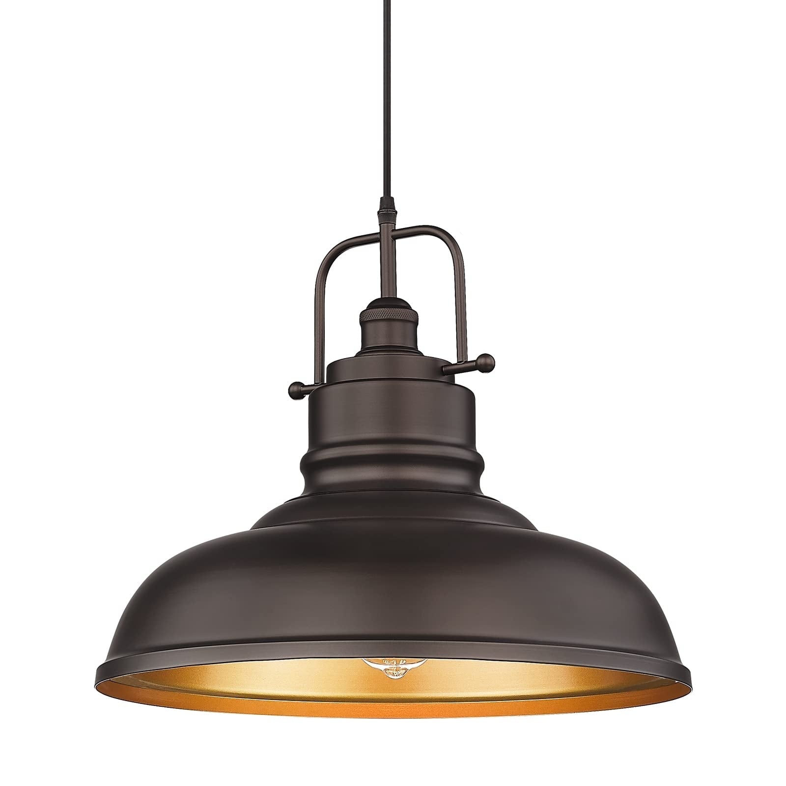 1-Light Industrial Farmhouse Metal Dome Pendant Light, Oil Rubbed Bronze Finish