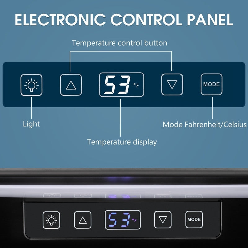 Réfrigérateur à boissons de 1,3 pi³ - Mini-réfrigérateur pour 48 canettes et 12 bouteilles, porte en verre, commande tactile électronique