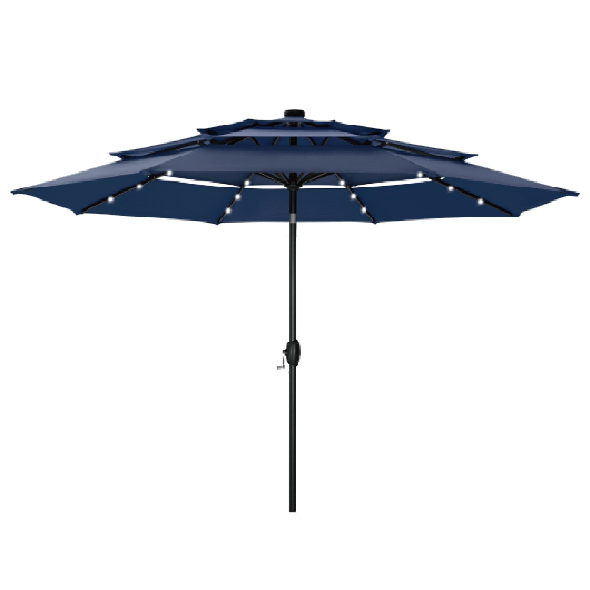 Parasol de terrasse inclinable à 3 niveaux de 10 pieds de MAISON ARTS, parasol d'extérieur à double ventilation avec lumières LED