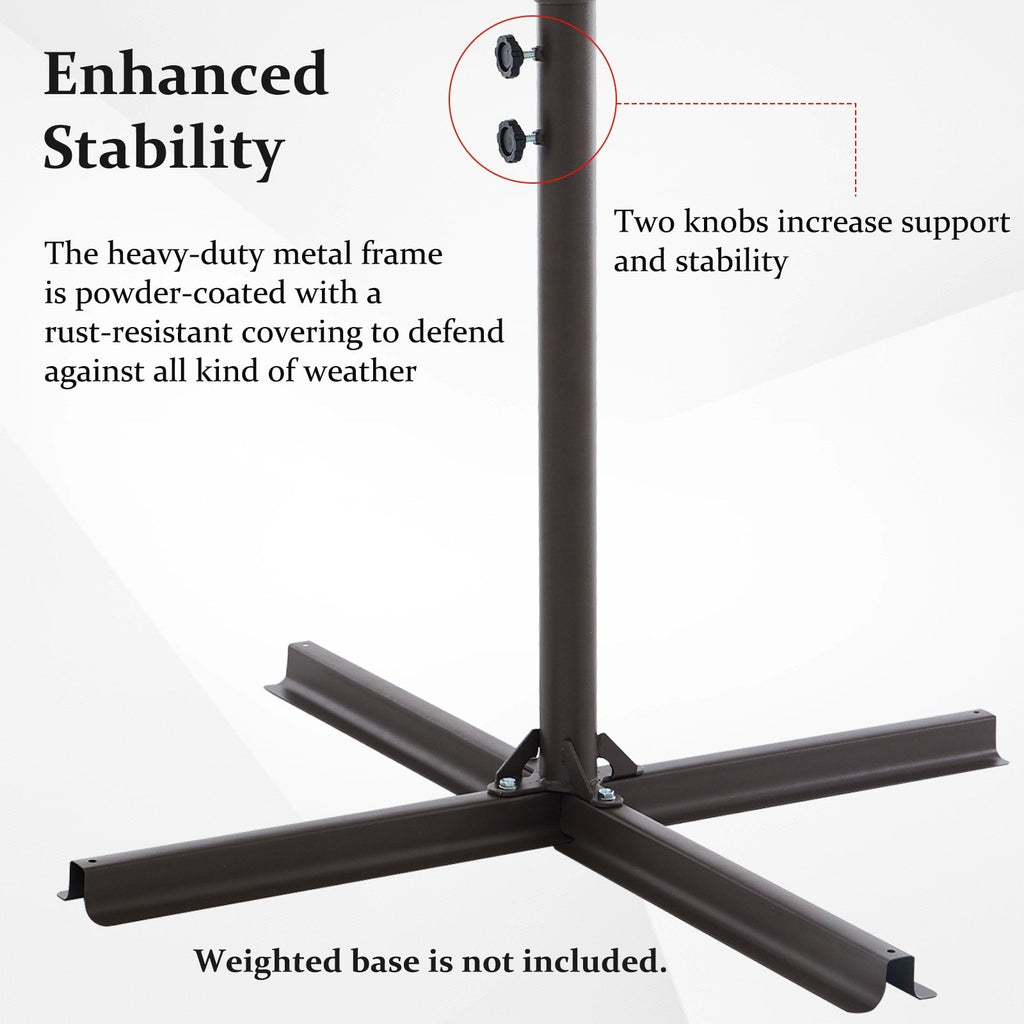 10ft Steel Crank Lift Hanging Offset Cantilever Umbrella