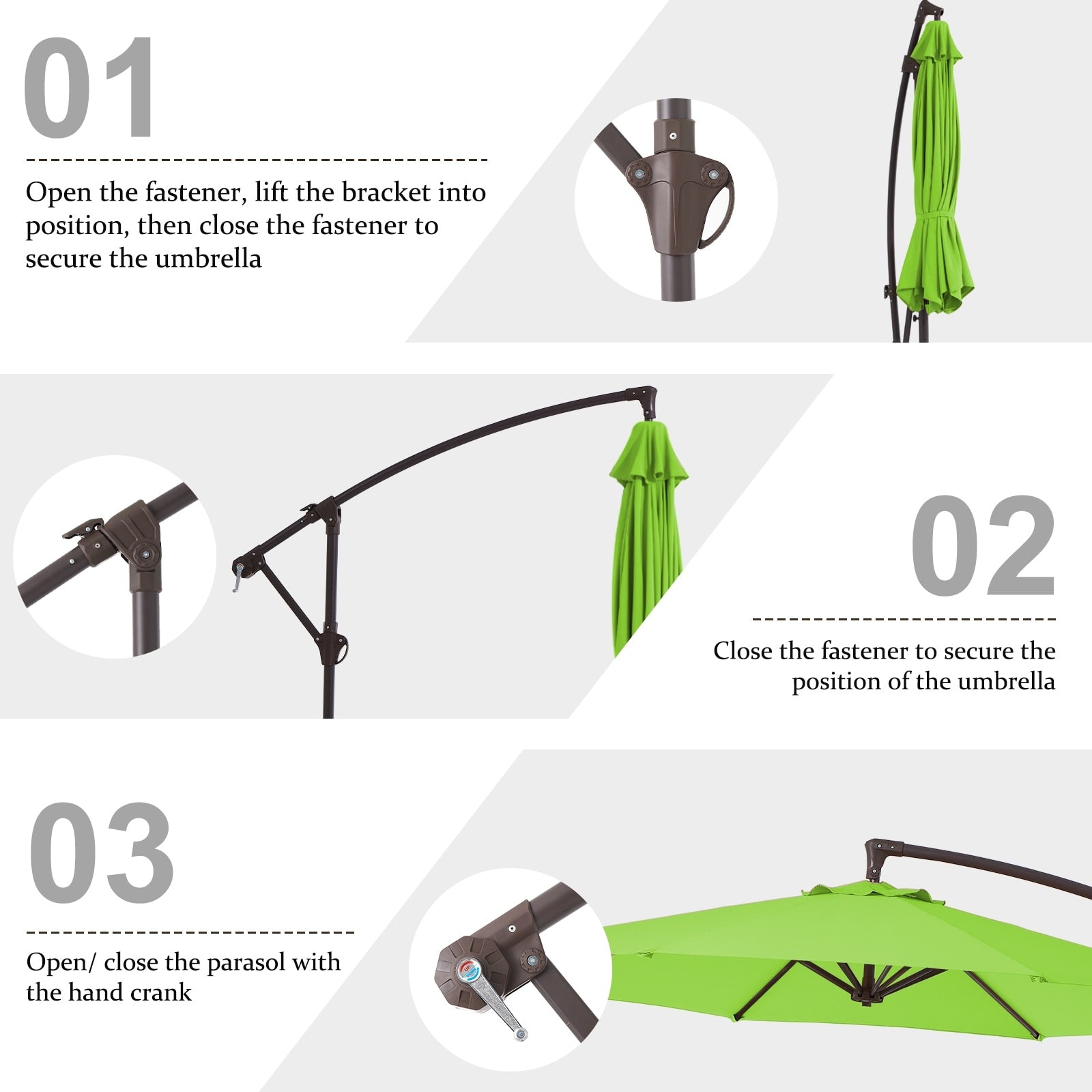 10ft Steel Crank Lift Hanging Offset Cantilever Umbrella