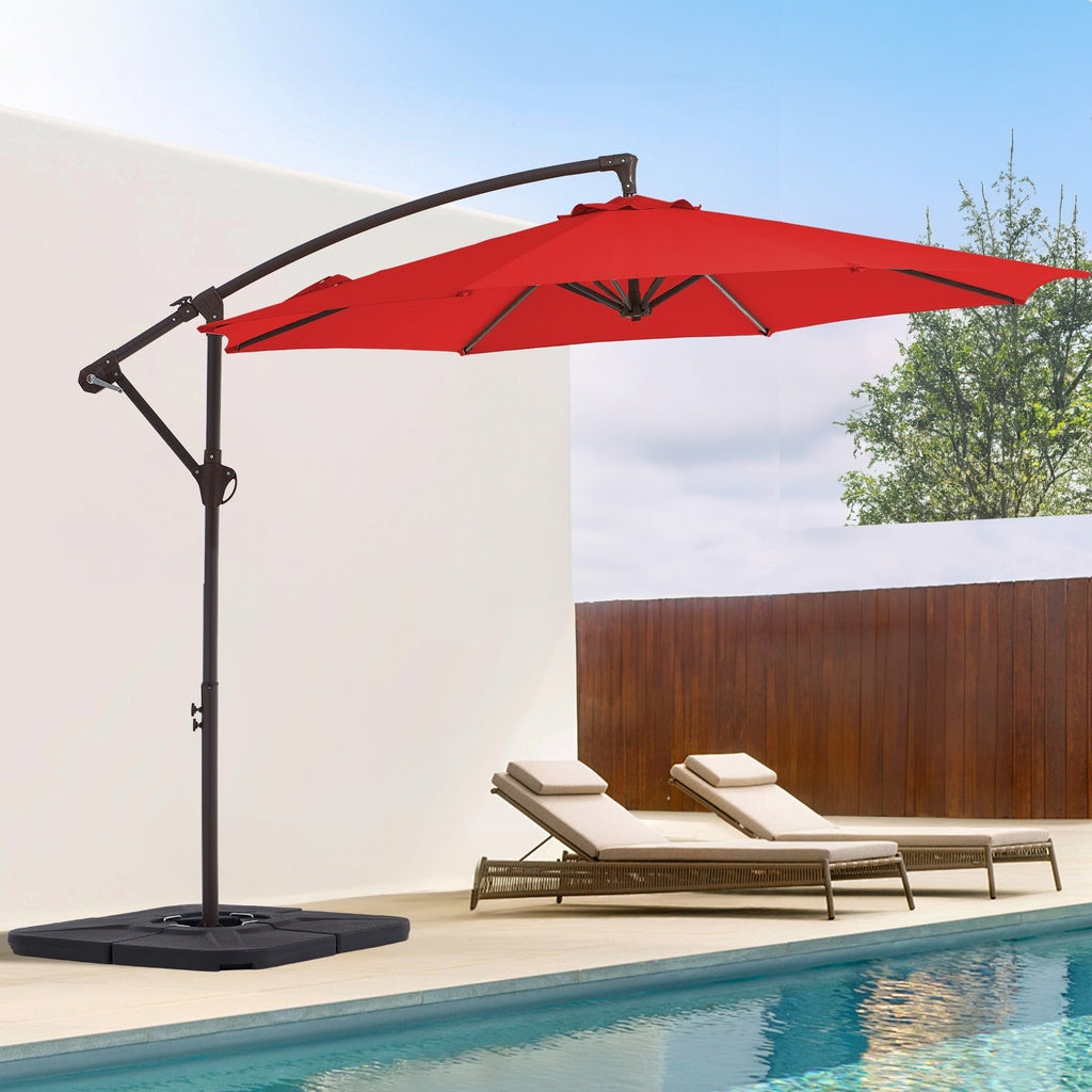 10ft Steel Crank Lift Hanging Offset Cantilever Umbrella