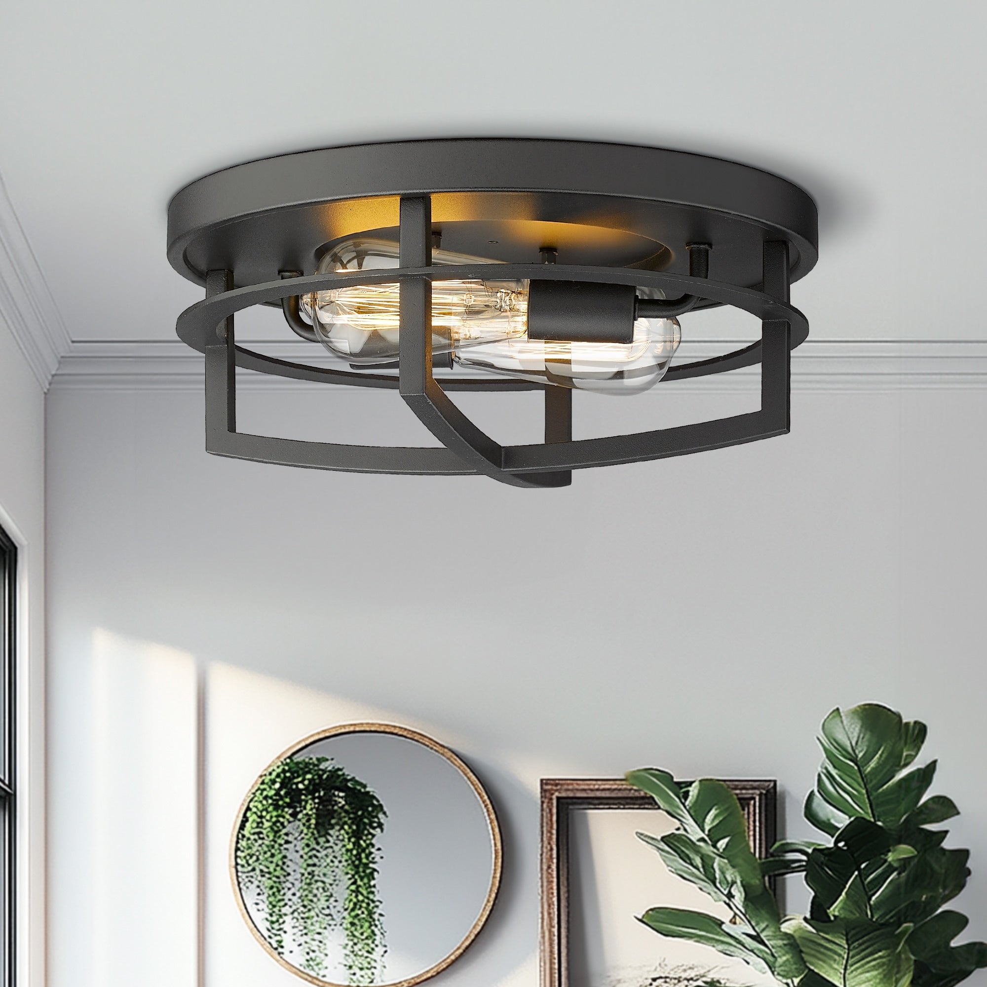 13 2-Light Industrial Ceiling Light Flush Mount Lights