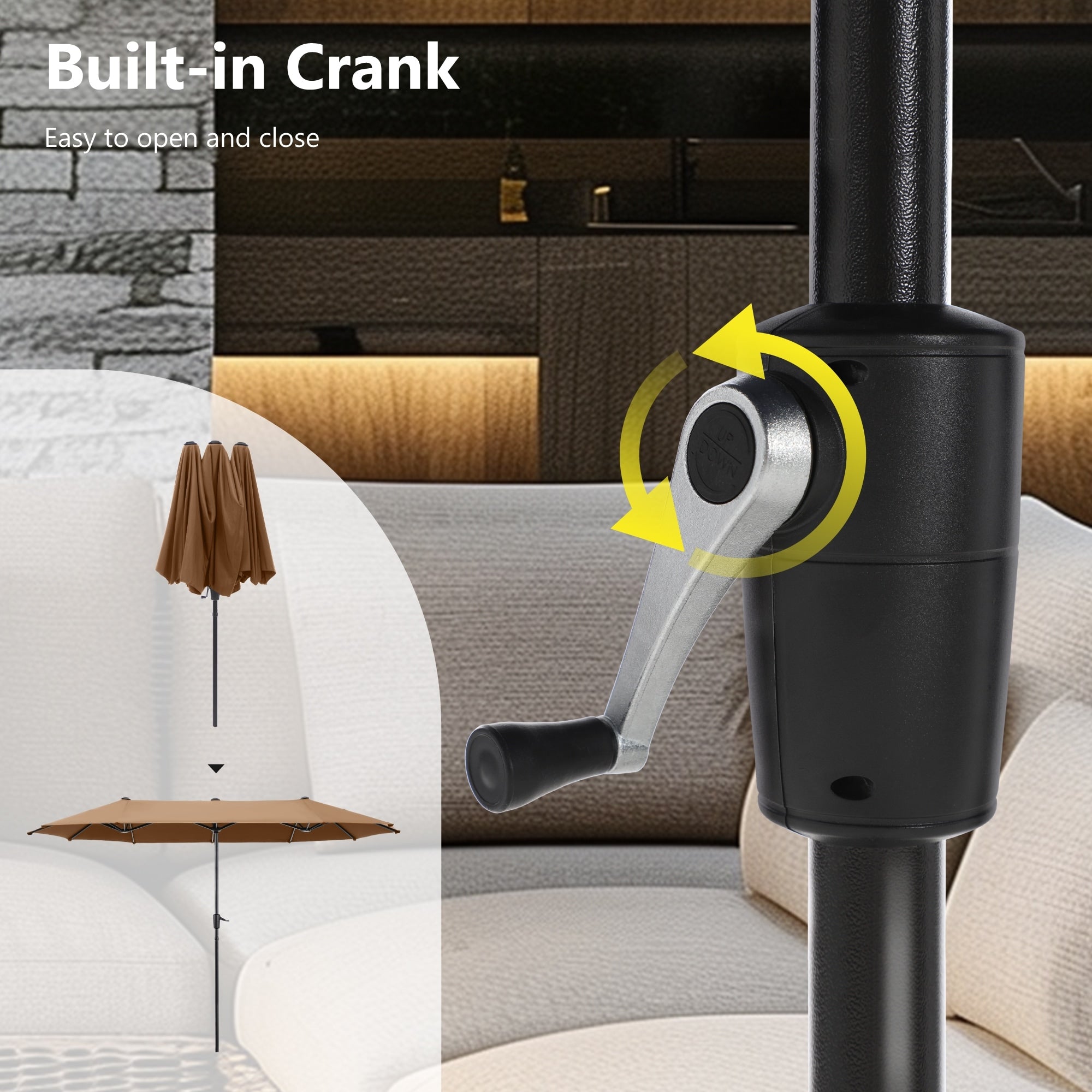 MAISON ARTS 13ft Double -Sided Patio Umbrella Extra Large with Crank