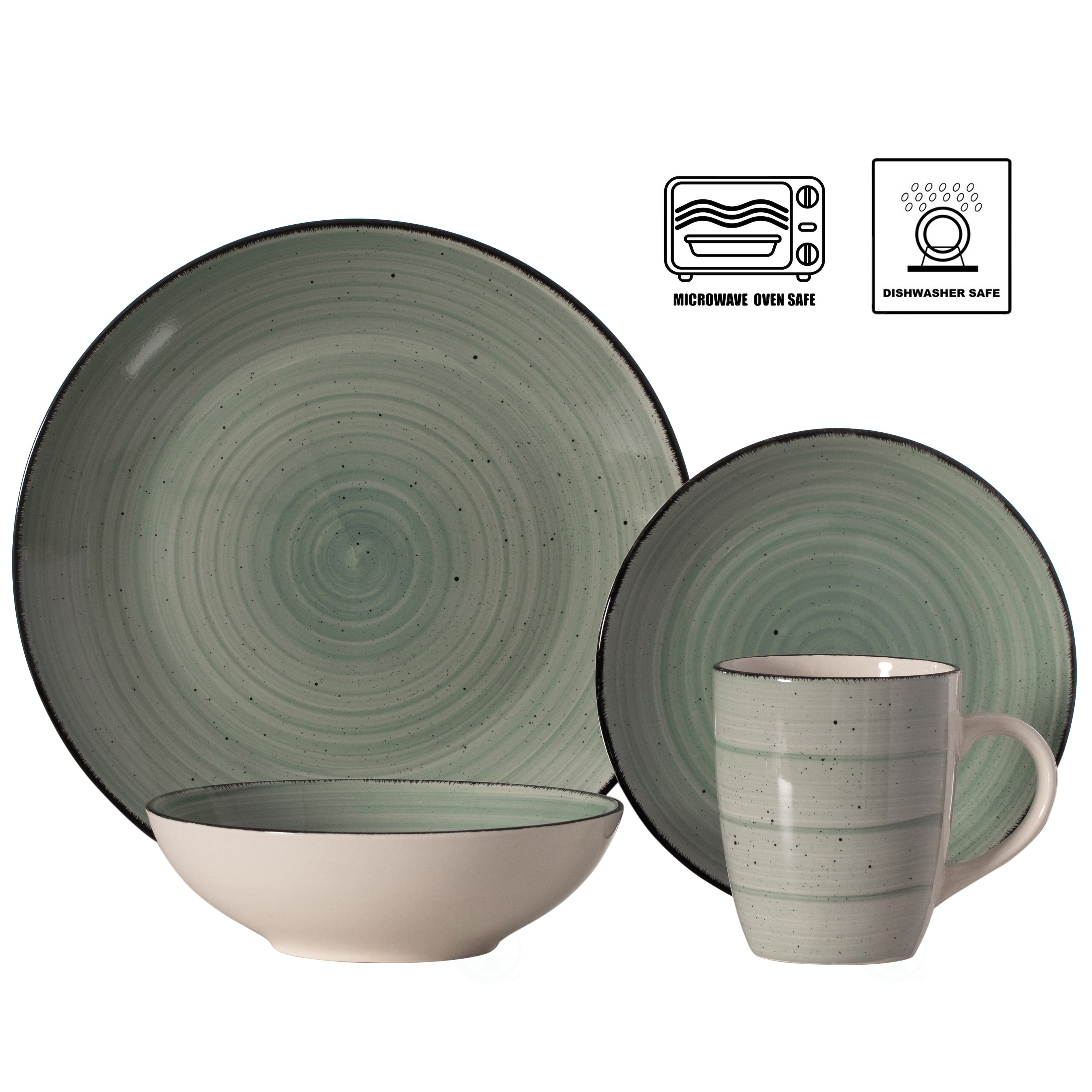 Dinewares Spin Wash Dinnerware Dish Set, Mugs, Salad and Dinner Plates and Bowls Sets, High Quality Dishes