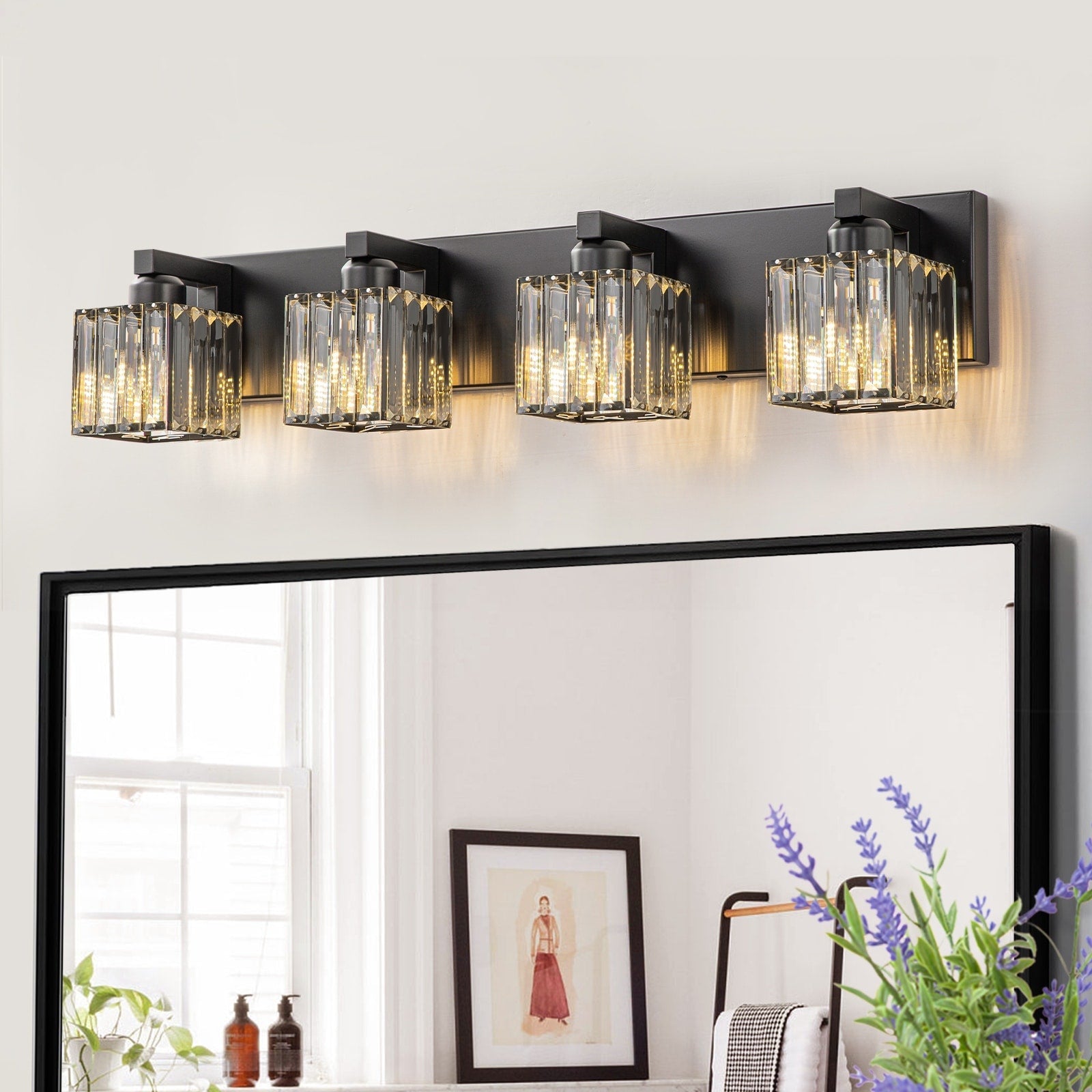 2/3/4/5 Light Bathroom Vanity Light Wall Sconce with Crystal Shade