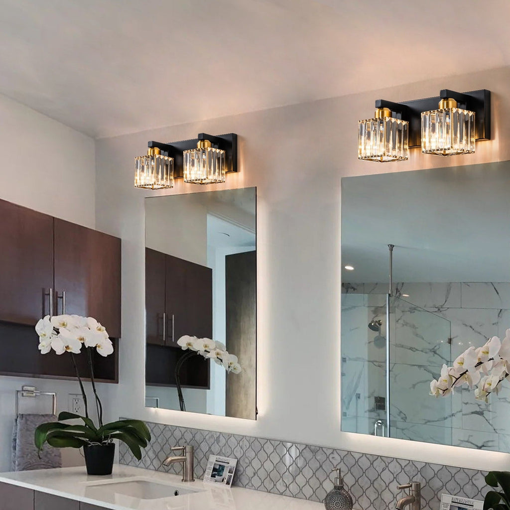 2/3/4/5 Light Bathroom Vanity Light Wall Sconce with Crystal Shade