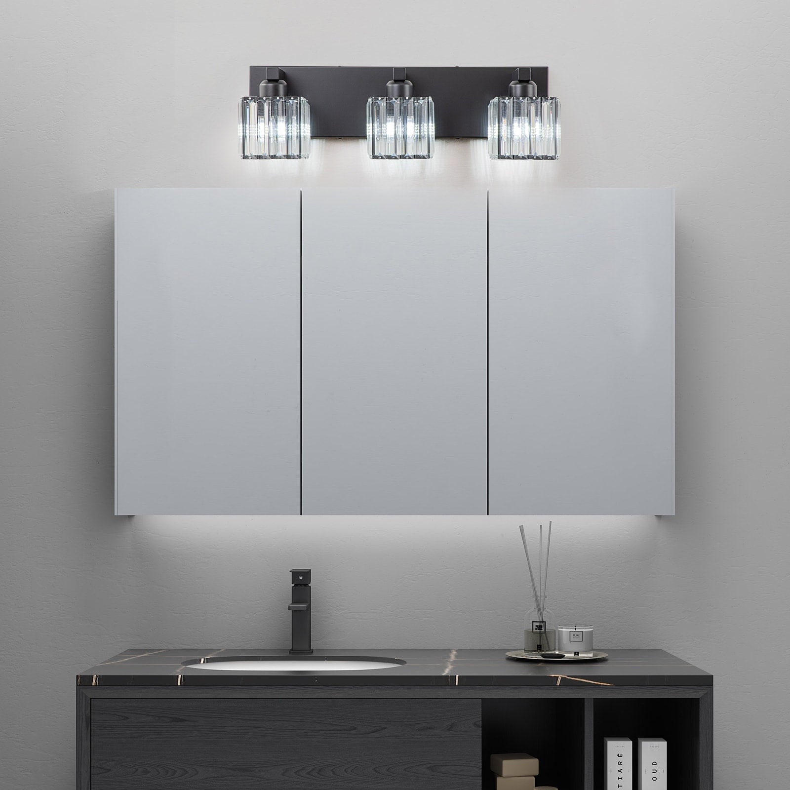 2/3/4/5 Light Bathroom Vanity Light Wall Sconce with Crystal Shade