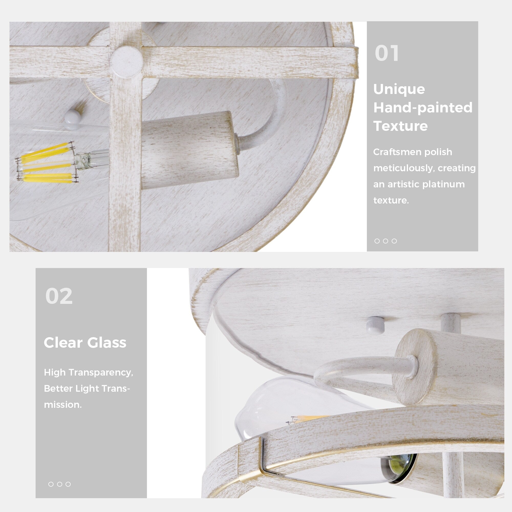 2-Light Flush Mount Clear Glass Ceiling Light with Metal Frame