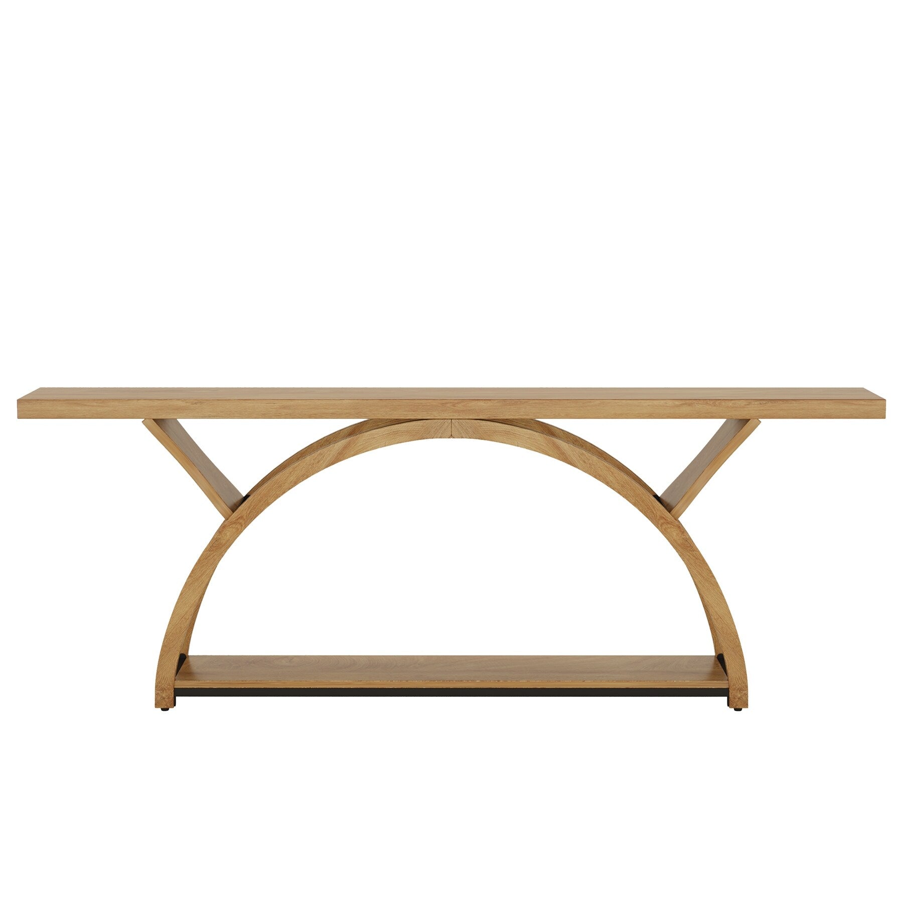 Console étroite à 2 niveaux avec cadre semi-circulaire pour entrée, tables d'appoint de couloir grises