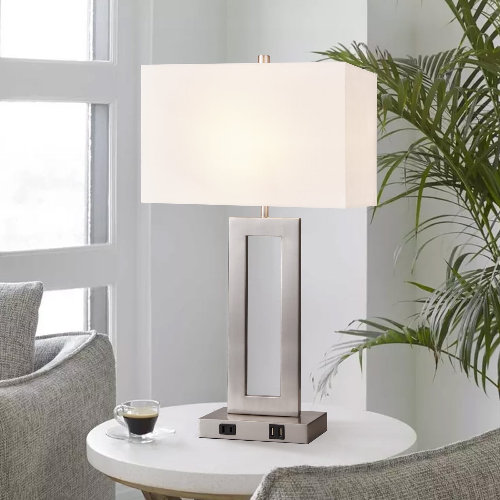 22 Gray USB Table Lamp Set With Touch Control