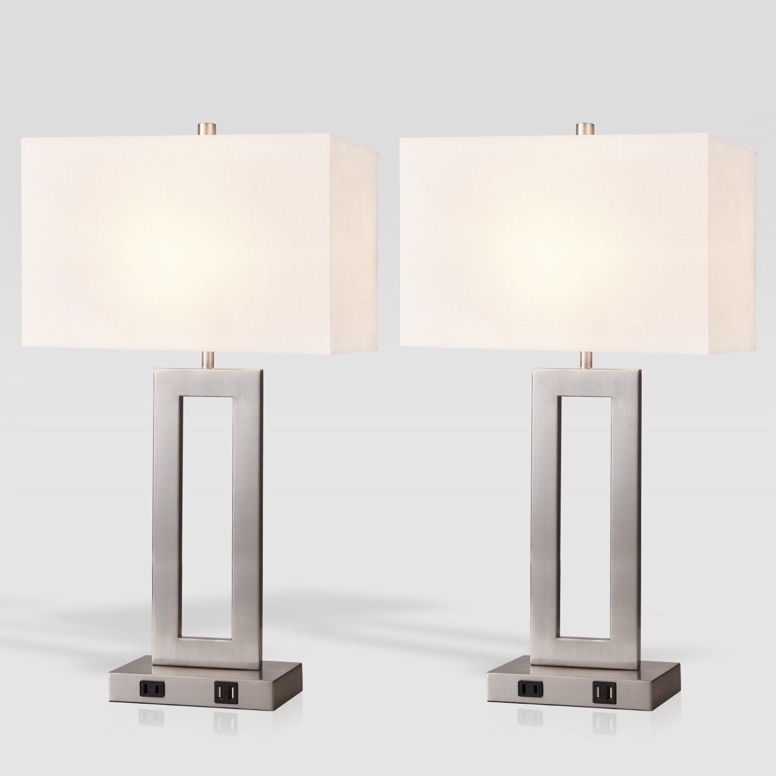 22 Gray USB Table Lamp Set With Touch Control