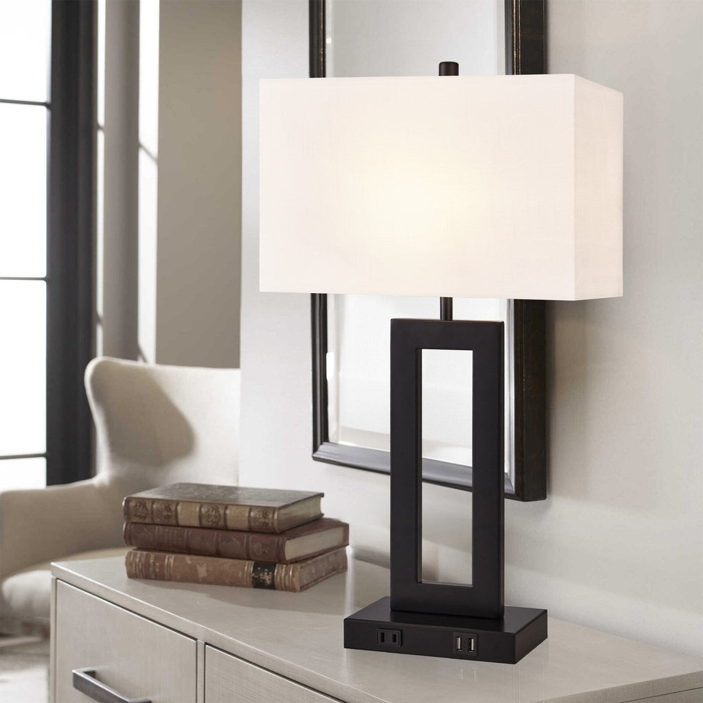 22 Gray USB Table Lamp Set With Touch Control