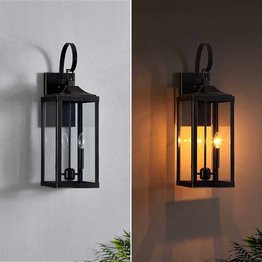25.7H 2-Light Large Outdoor Bronze Exterior Wall Lantern Sconce Light