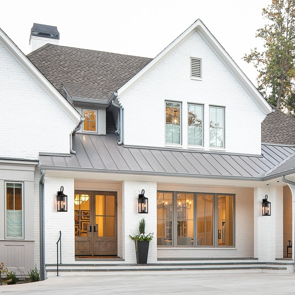 25.7H 2-Light Large Outdoor Bronze Exterior Wall Lantern Sconce Light