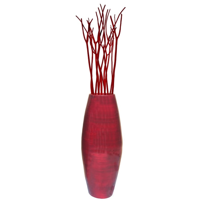 Uniquewise Tall Cylinder Bamboo Floor Vase Decorative Accent for Hotel Lobbies and Spa, Perfect Decor for Living Room or Hallway