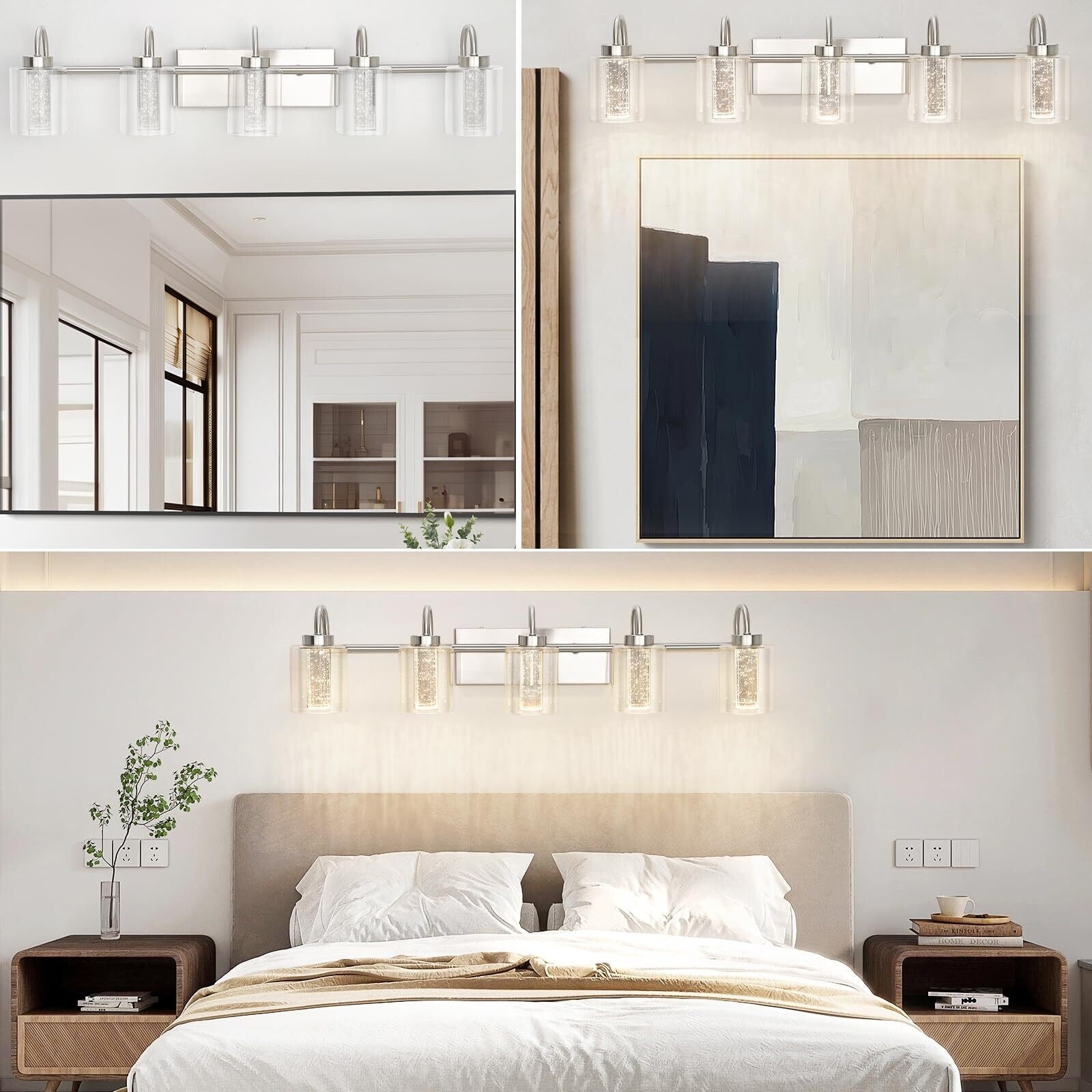 3/4/5/6 Light Brushed Nickel Bathroom Light Fixtures