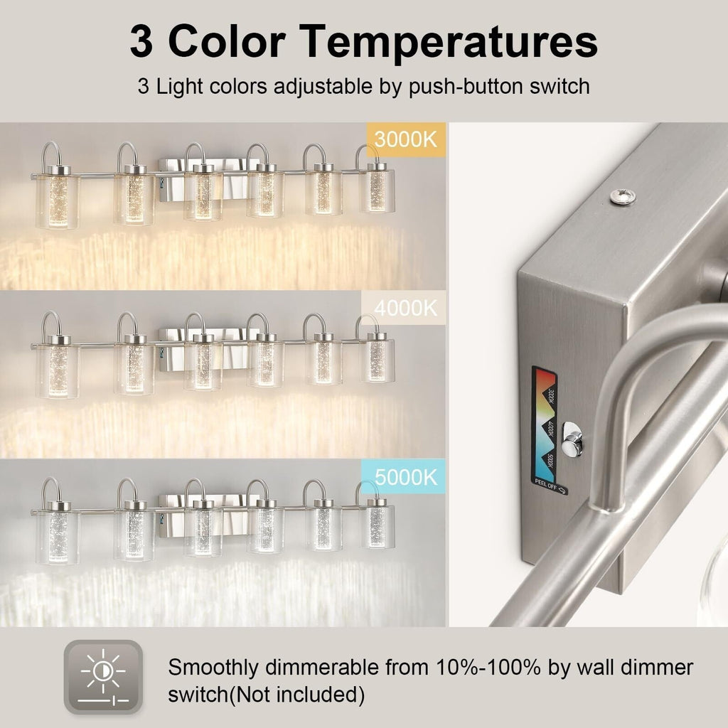 3/4/5/6 Light Brushed Nickel Bathroom Light Fixtures