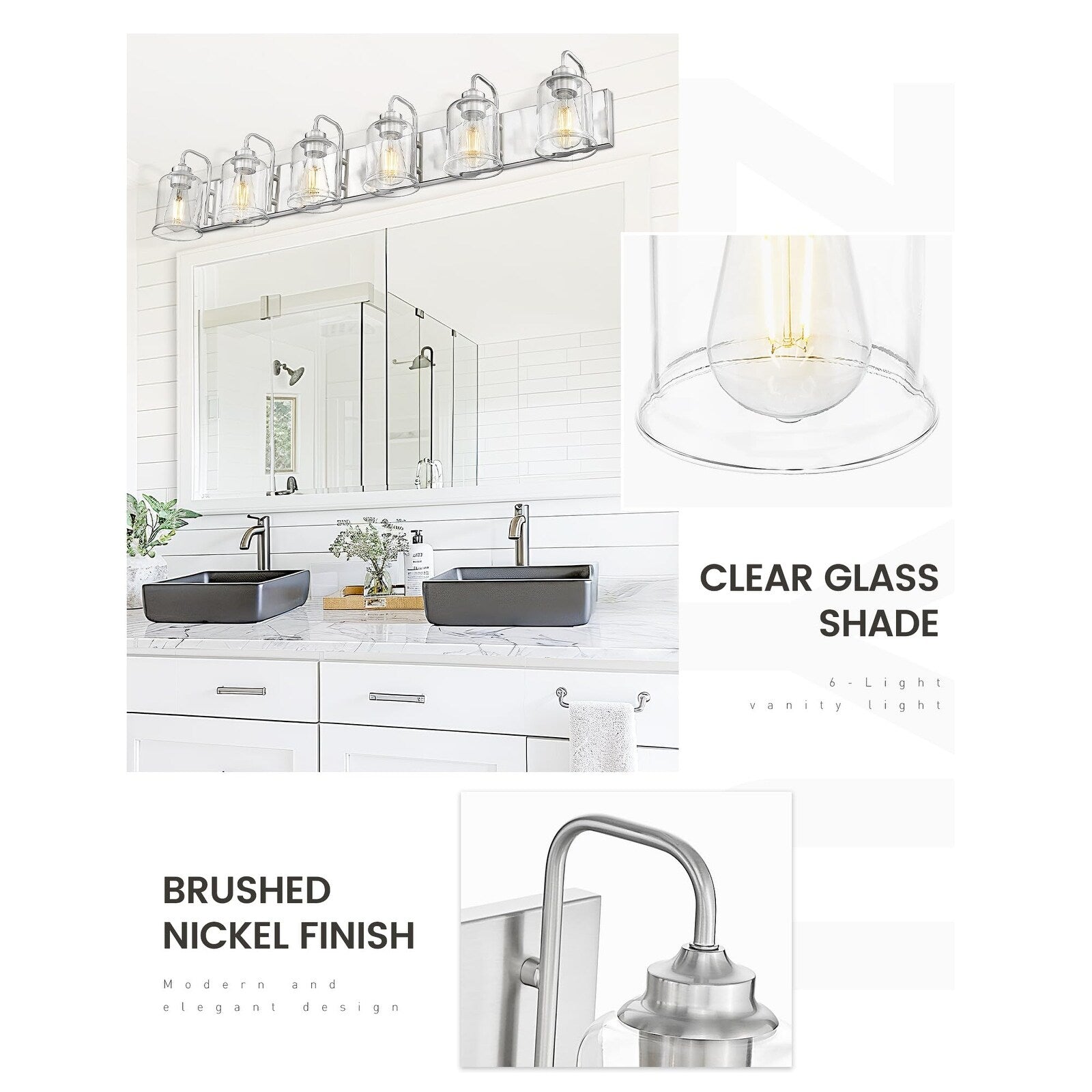 3/4/5/6-Light Modern Vanity Lights Over Mirror for Bathroom