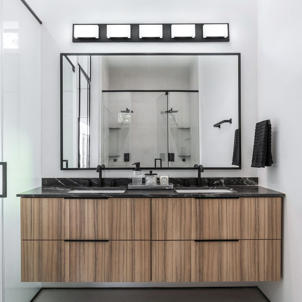 3/4/5-Light Dimmable Matte Black Modern Bathroom LED Vanity Light