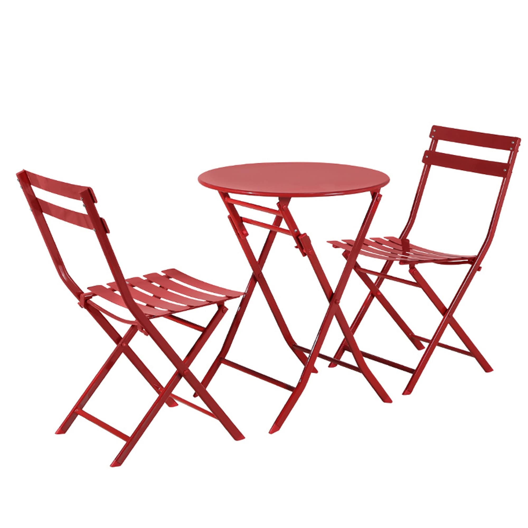3-Piece Minimalist Patio Bistro Set of Foldable Round Table & Chairs - 3-Piece-Patio-Bistro-Set