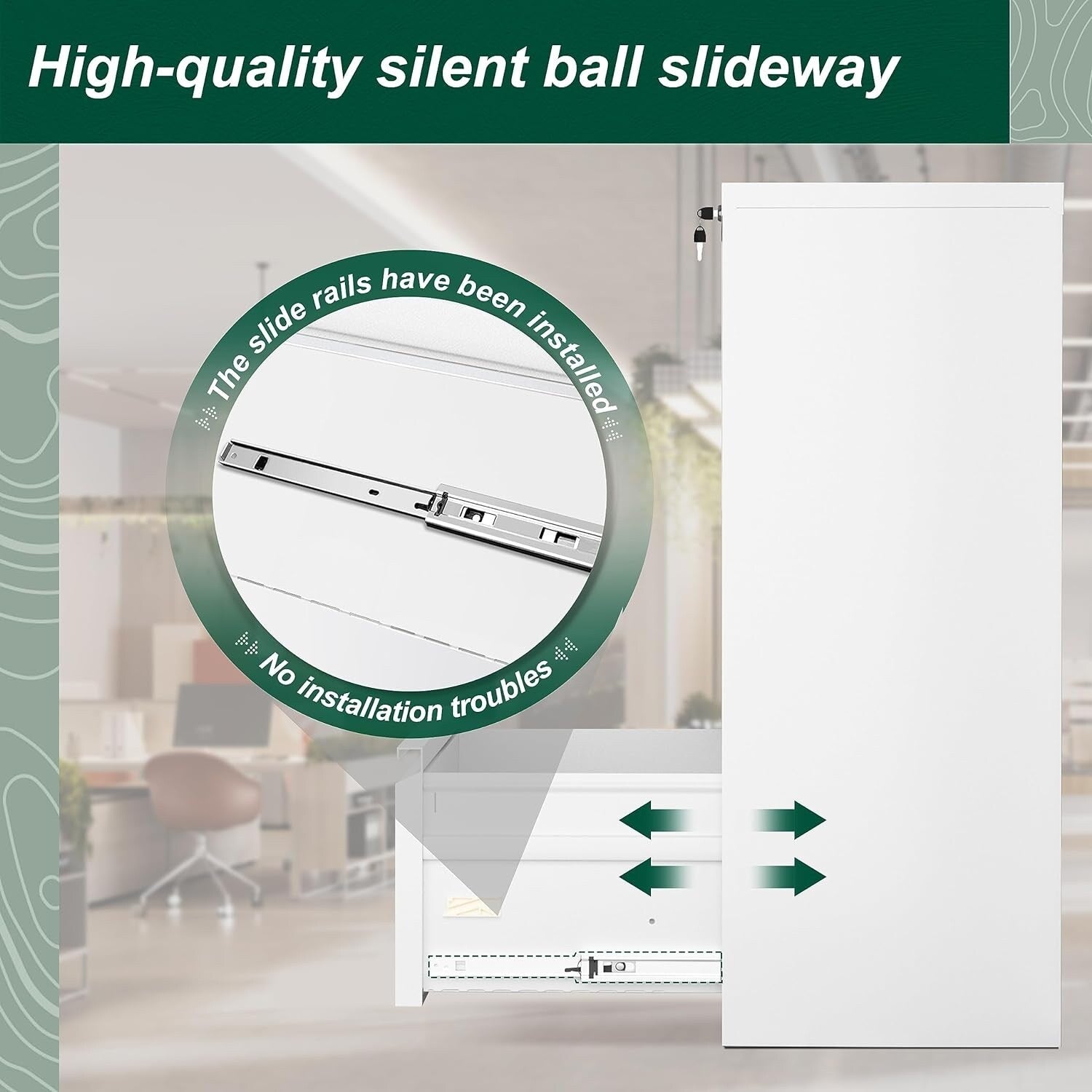 3 Drawer Metal Locking File Cabinet for Home Office, Rolling Cabinet Fully Assembled