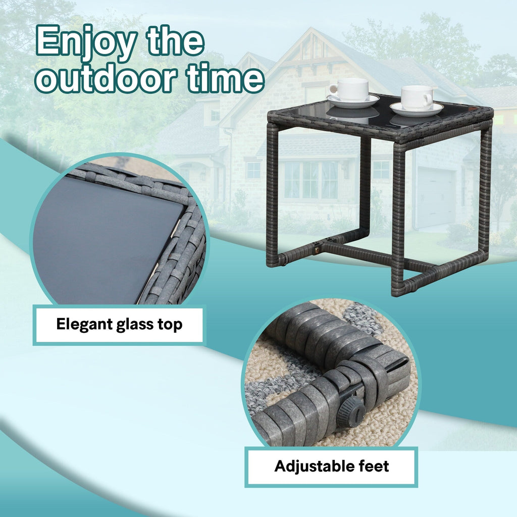 Ensemble de conversation 3 pièces en osier tressé avec coussins pour l'extérieur