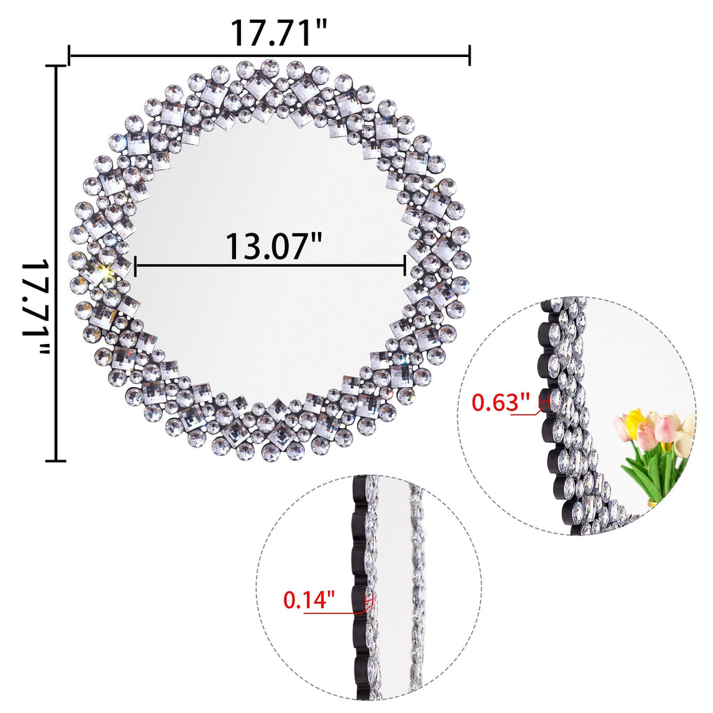 Crystal Accent Round Wall Mirror