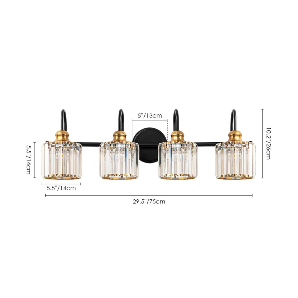 Applique murale moderne en cristal pour salle de bain, éclairage de vanité, chrome/noir/doré