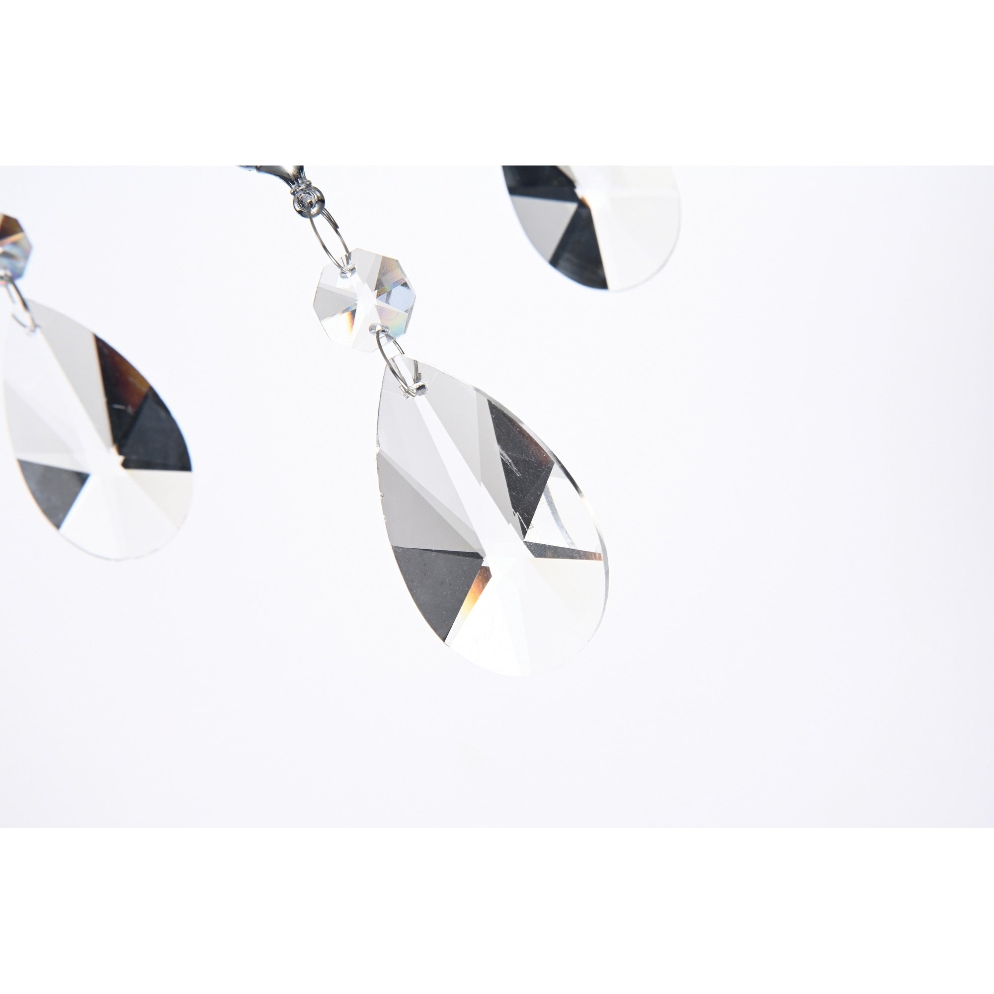 Lustre tambour à perles rondes avec cristaux suspendus