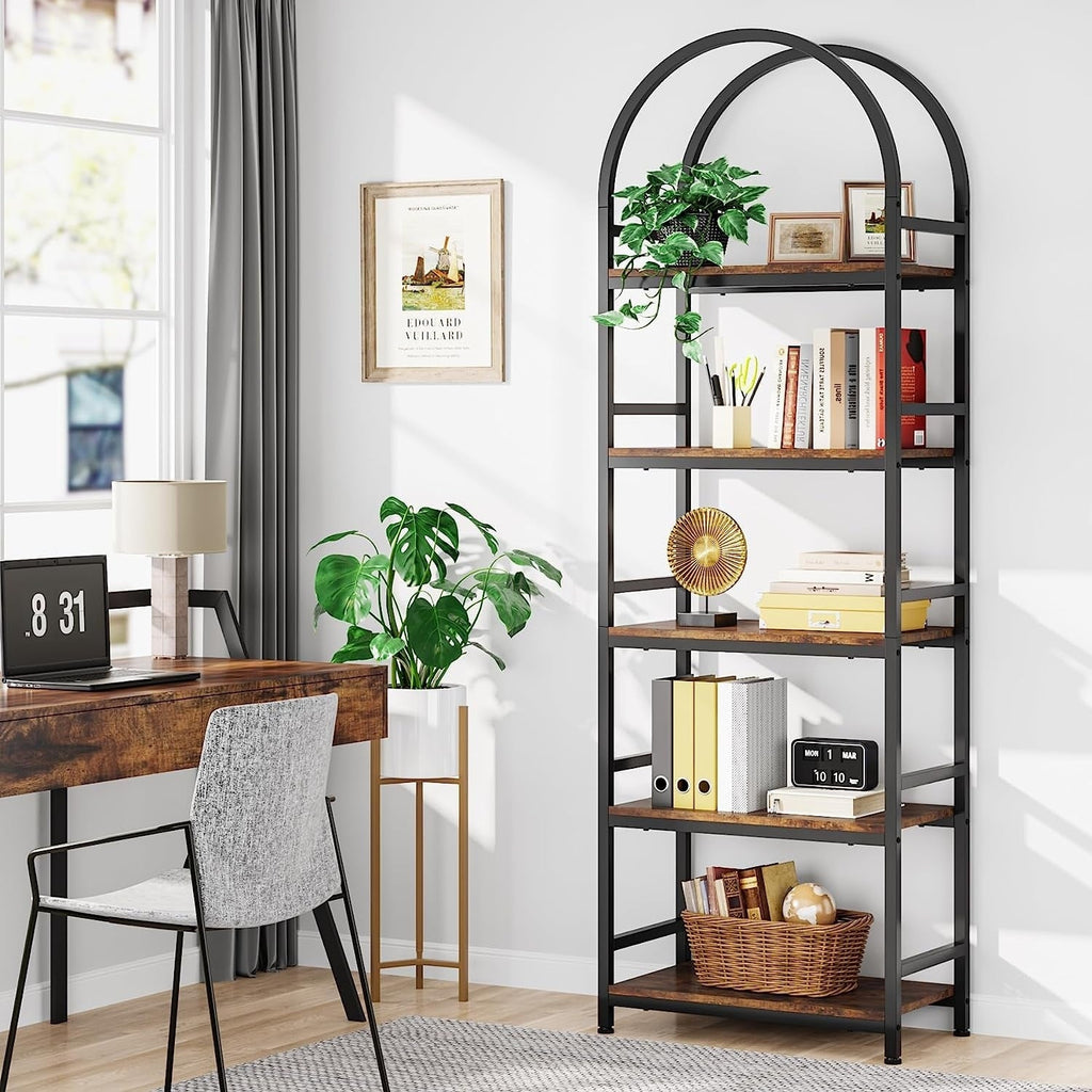 Open Bookshelf, Industrial Bookcase Storage Shelves with Metal Frame
