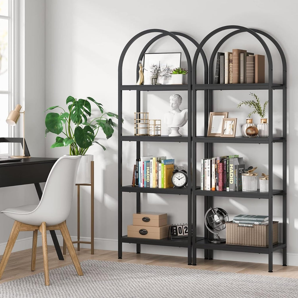 Open Bookshelf, Industrial Bookcase Storage Shelves with Metal Frame