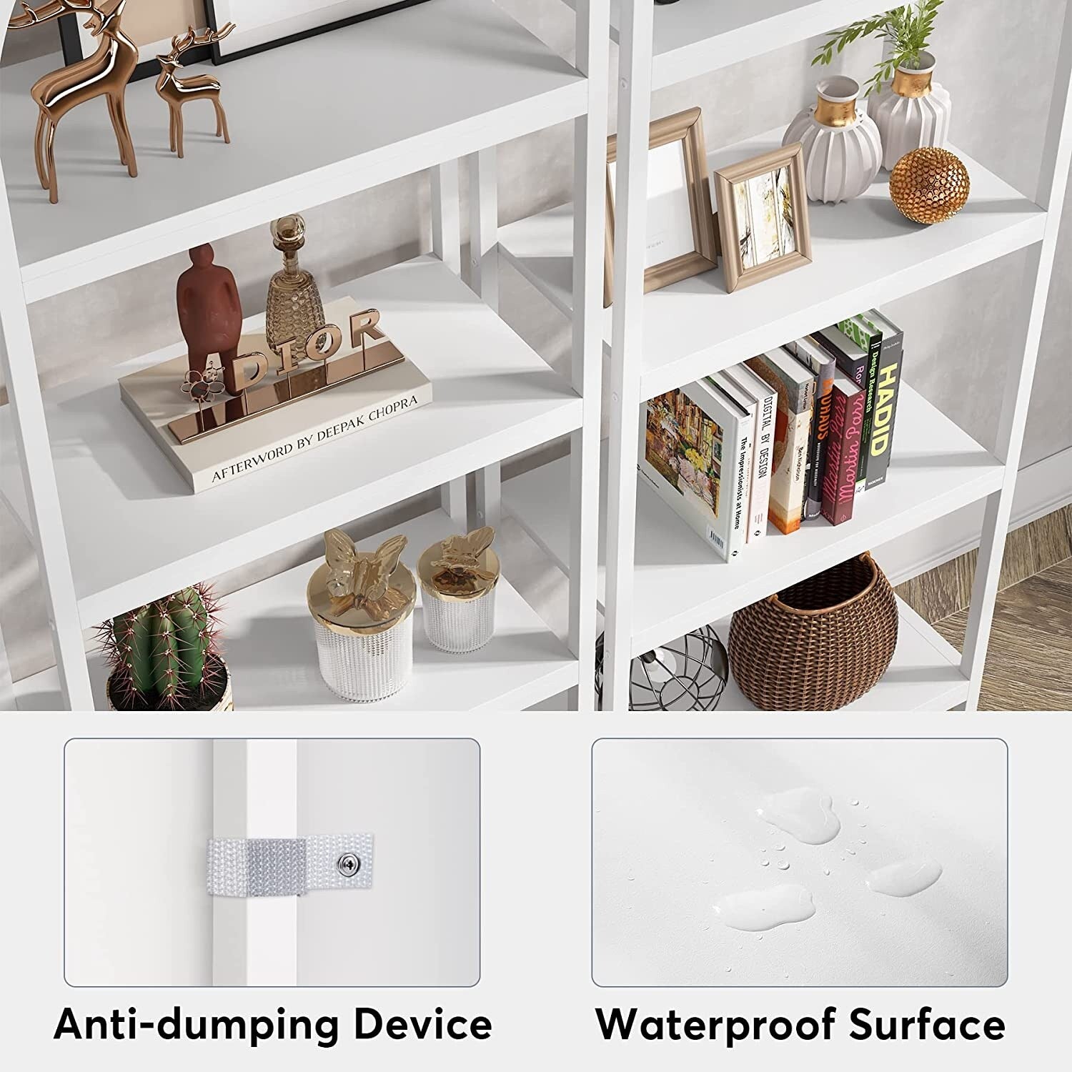 Open Bookshelf, Industrial Bookcase Storage Shelves with Metal Frame