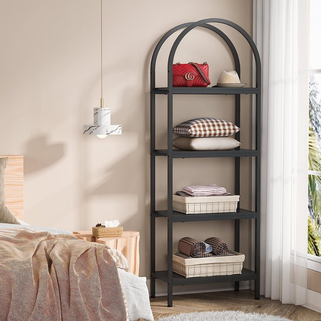 Open Bookshelf, Industrial Bookcase Storage Shelves with Metal Frame