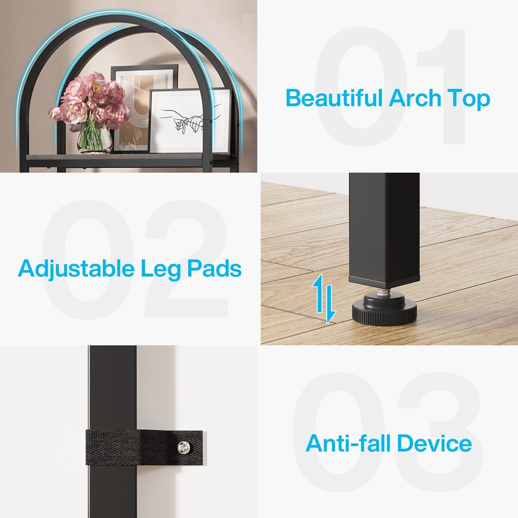 Open Bookshelf, Industrial Bookcase Storage Shelves with Metal Frame