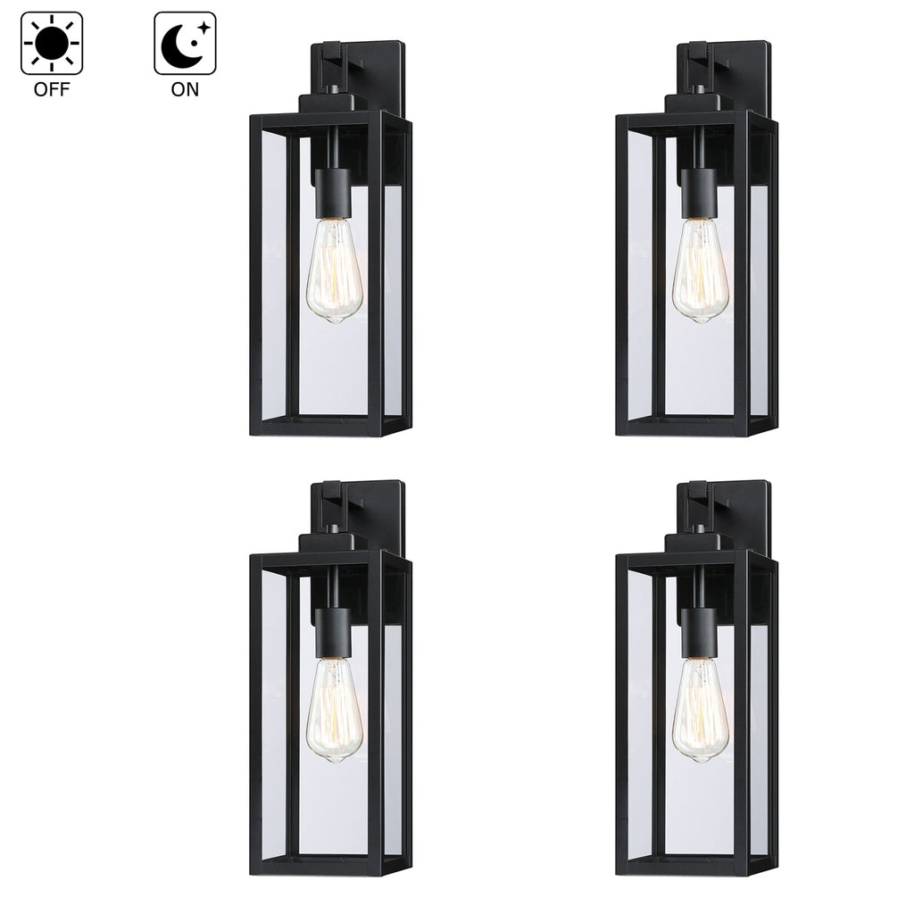 4-pack 1-Light Outdoor Wall Light with Matte Black Finish & Clear glass shade