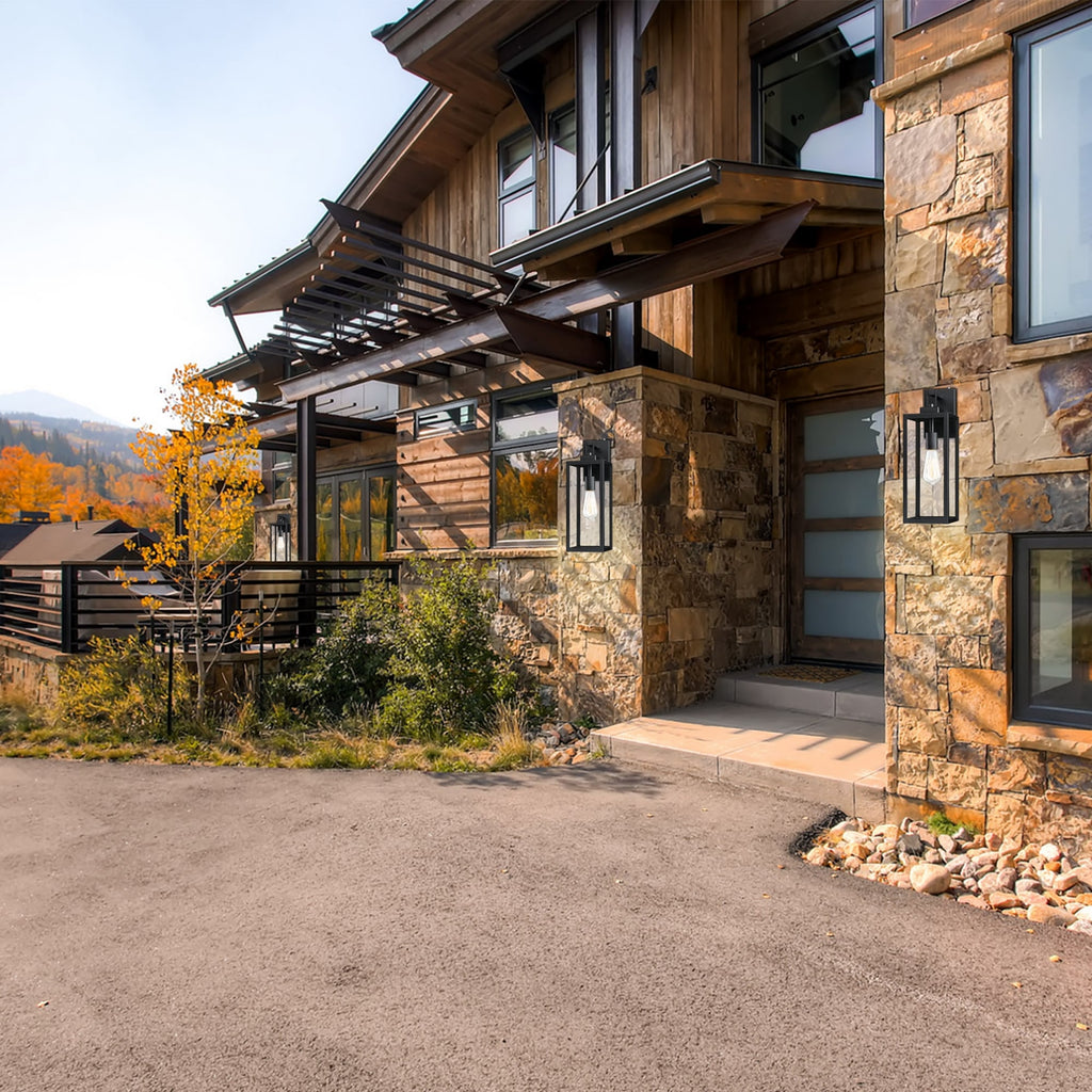 4-pack 1-Light Outdoor Wall Light with Matte Black Finish & Clear glass shade