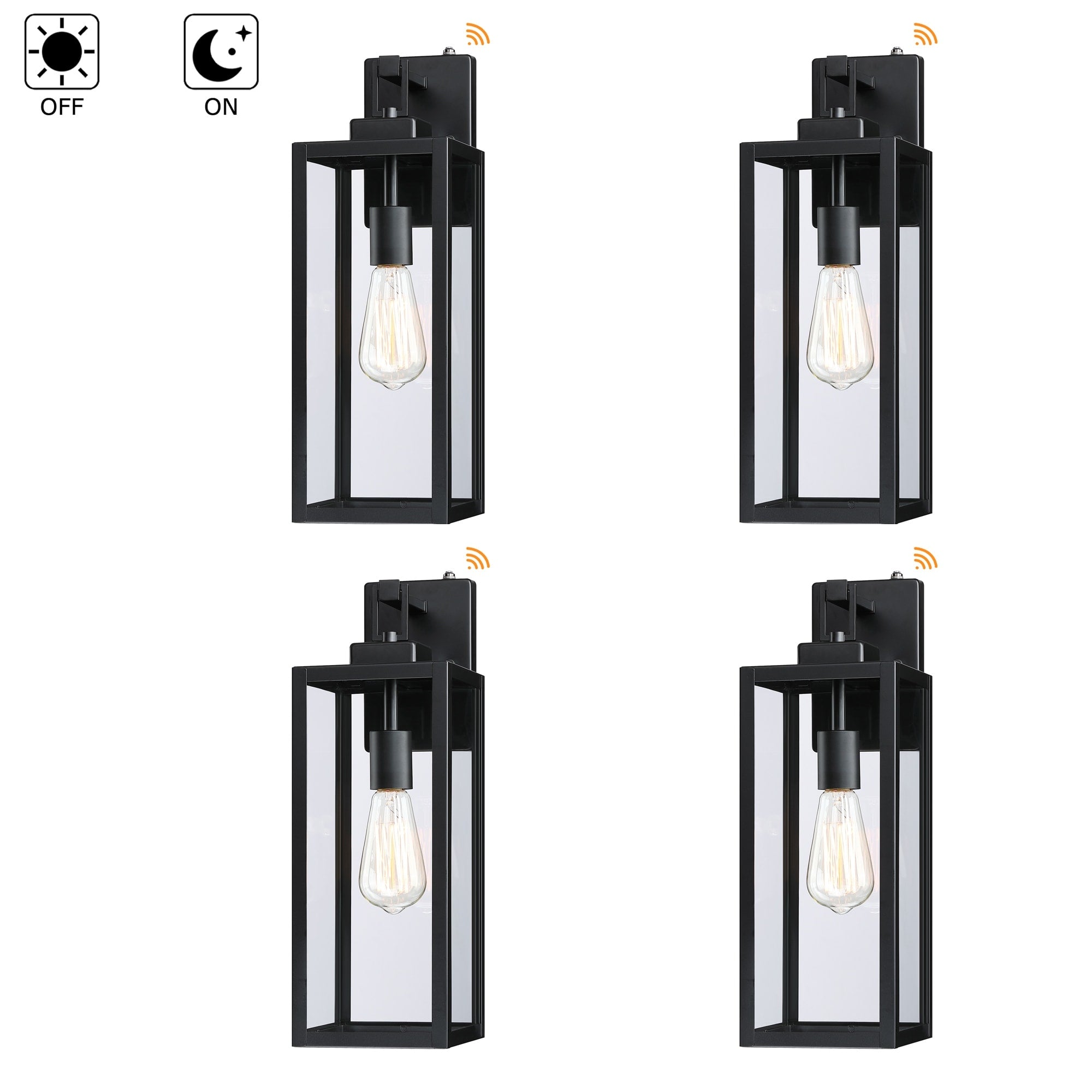 4-pack 1-Light Outdoor Wall Light with Matte Black Finish & Clear glass shade