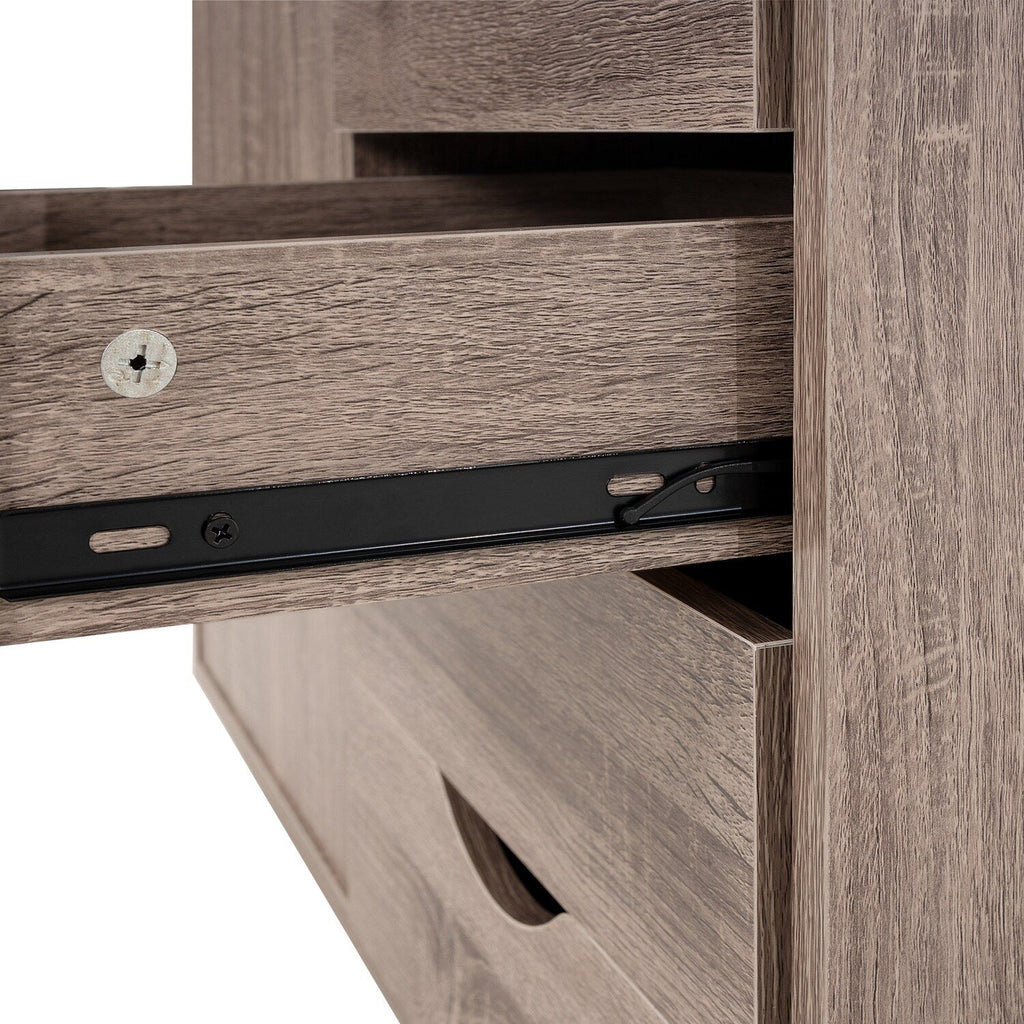 5-Drawer Wood Storage Dresser Cabinet with Wheels - Craft Organizer and Makeup Drawer Unit for Closet and Bedroom