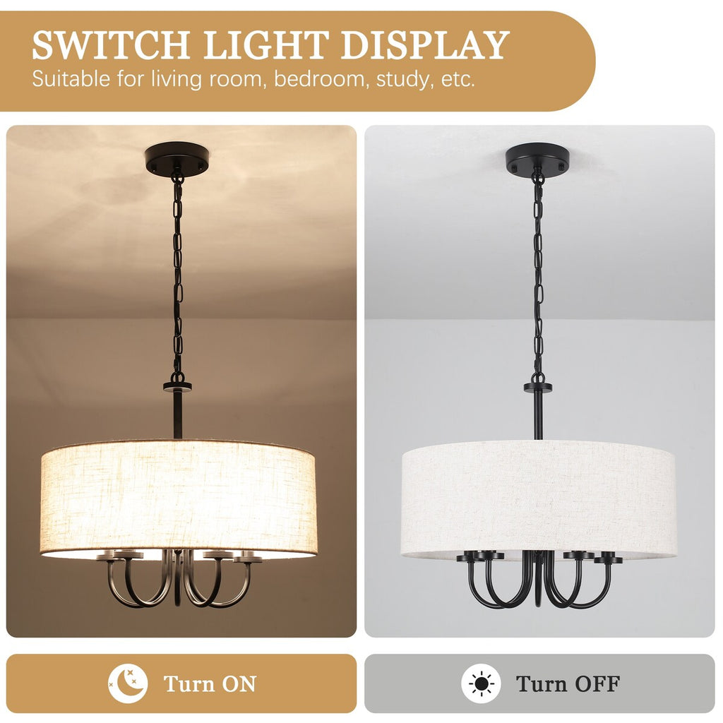 Plafonnier semi-encastré moderne à 5 lampes pour salle à manger, chambre à coucher, salon - N/A