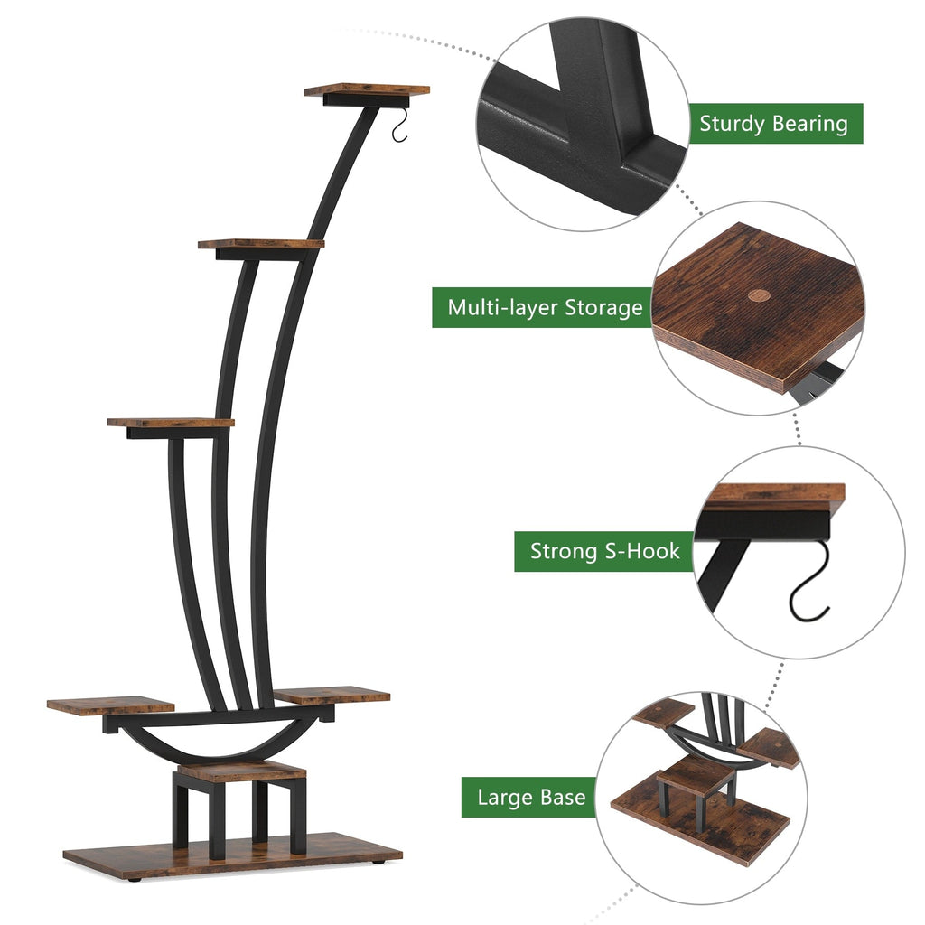 Support pour plantes d'intérieur, étagère à fleurs à 6 niveaux pour jardin - Lot de 2