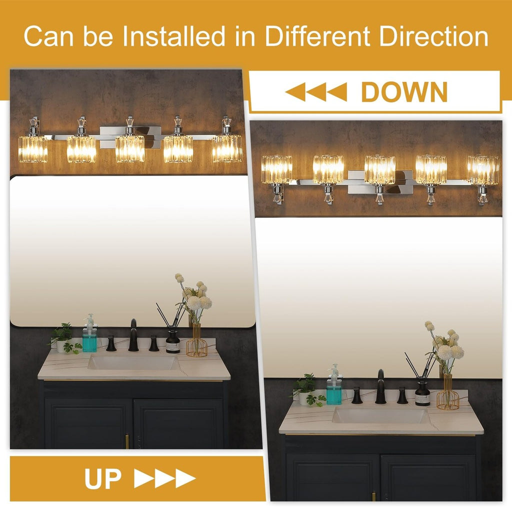5-light Modern Crystal Bathroom Vanity Lighting Fixtures