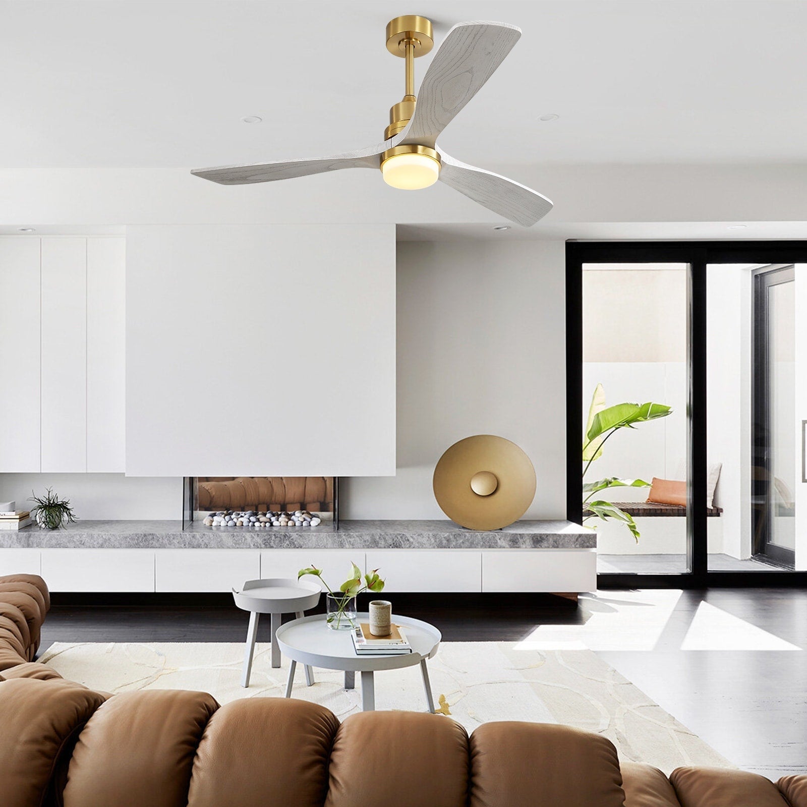 Ventilateur de plafond d'intérieur en bois Sofucor 52 avec télécommande et éclairage intégré en option