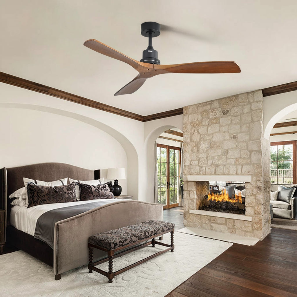 Ventilateur de plafond d'intérieur en bois Sofucor 52 avec télécommande et éclairage intégré en option