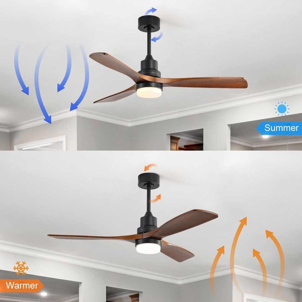 Ventilateur de plafond d'intérieur en bois Sofucor 52 avec télécommande et éclairage intégré en option