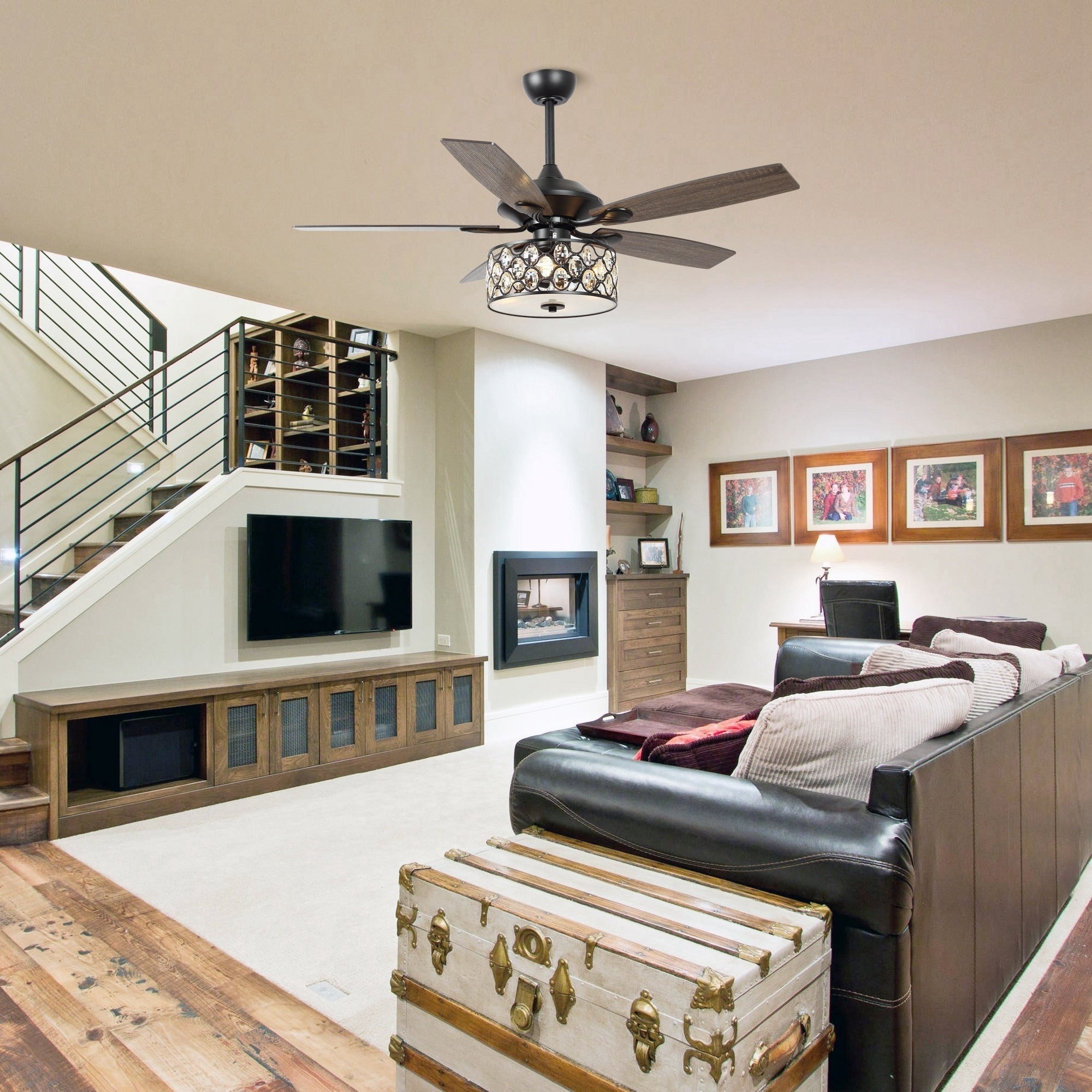 Ventilateur de plafond moderne à 4 lumières avec télécommande