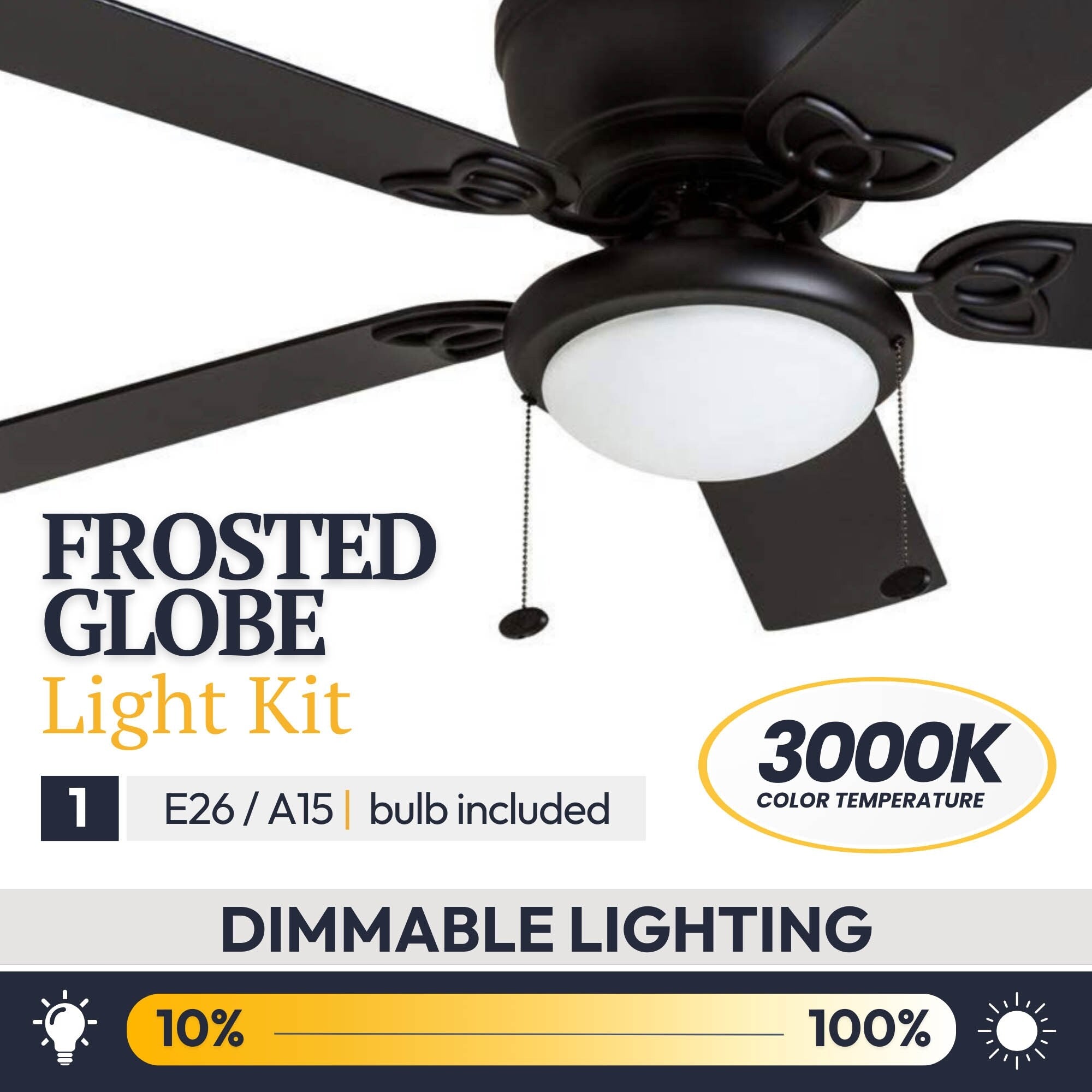 52 Prominence Home Benton Traditional Indoor LED Ceiling Fan with Light, Pull Chains