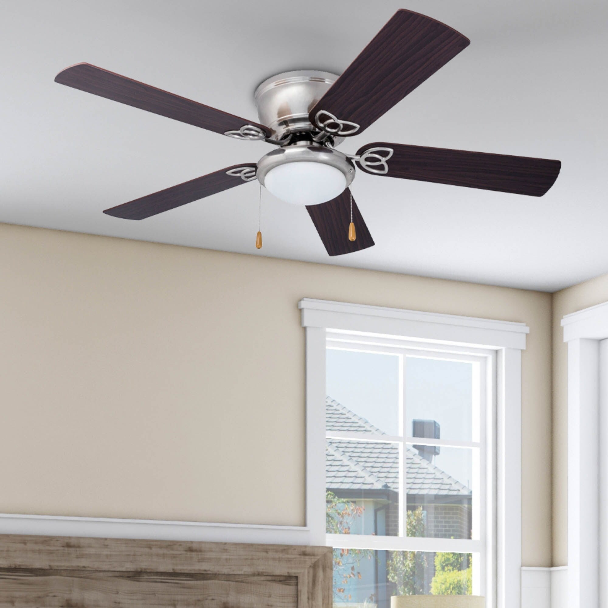 52 Prominence Home Benton Traditional Indoor LED Ceiling Fan with Light, Pull Chains